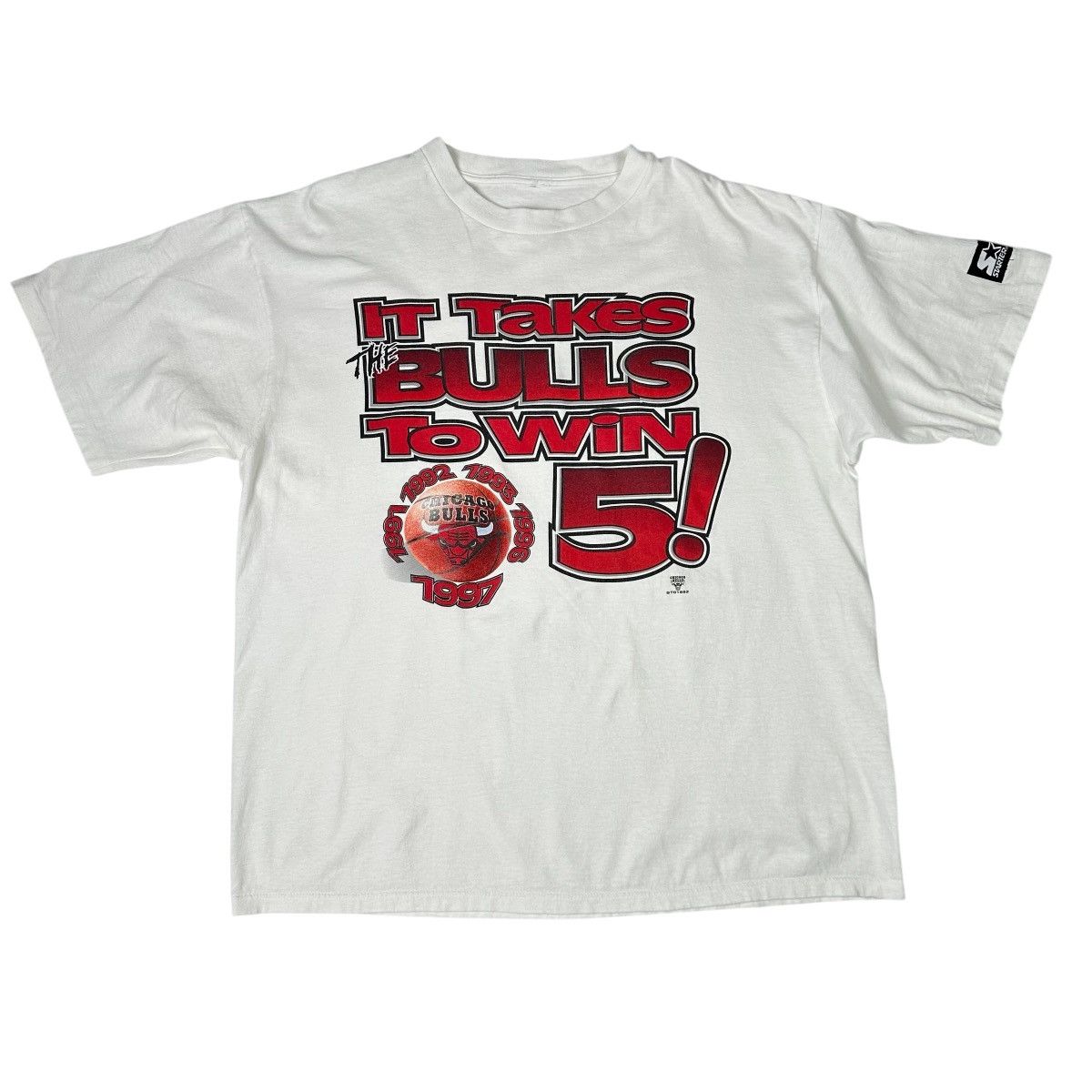 Starter Vintage Starter Chicago Bulls "It Takes Bulls to Win 5” Tee Size US XL / EU 56 / 4 - 2 Thumbnail