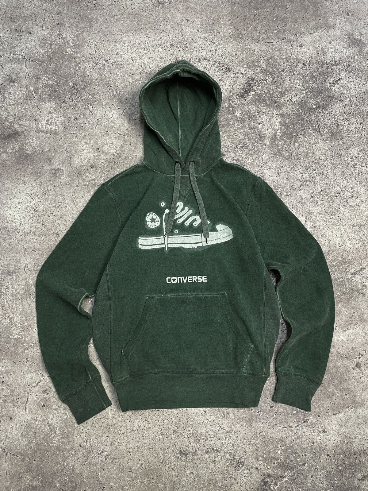 Converse Vintage Converse Green Hoodie 00s Big Logo Size US M / EU 48-50 / 2 - 2 Thumbnail