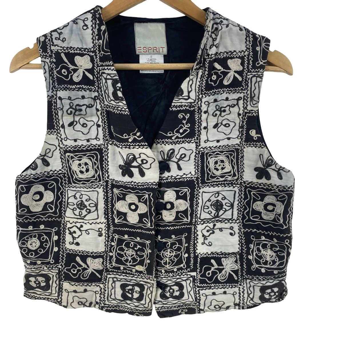 Esprit Vintage 90s ESPRIT Floral Embroidered Cropped Waistcoat Size S / US 4 / IT 40 - 6 Thumbnail