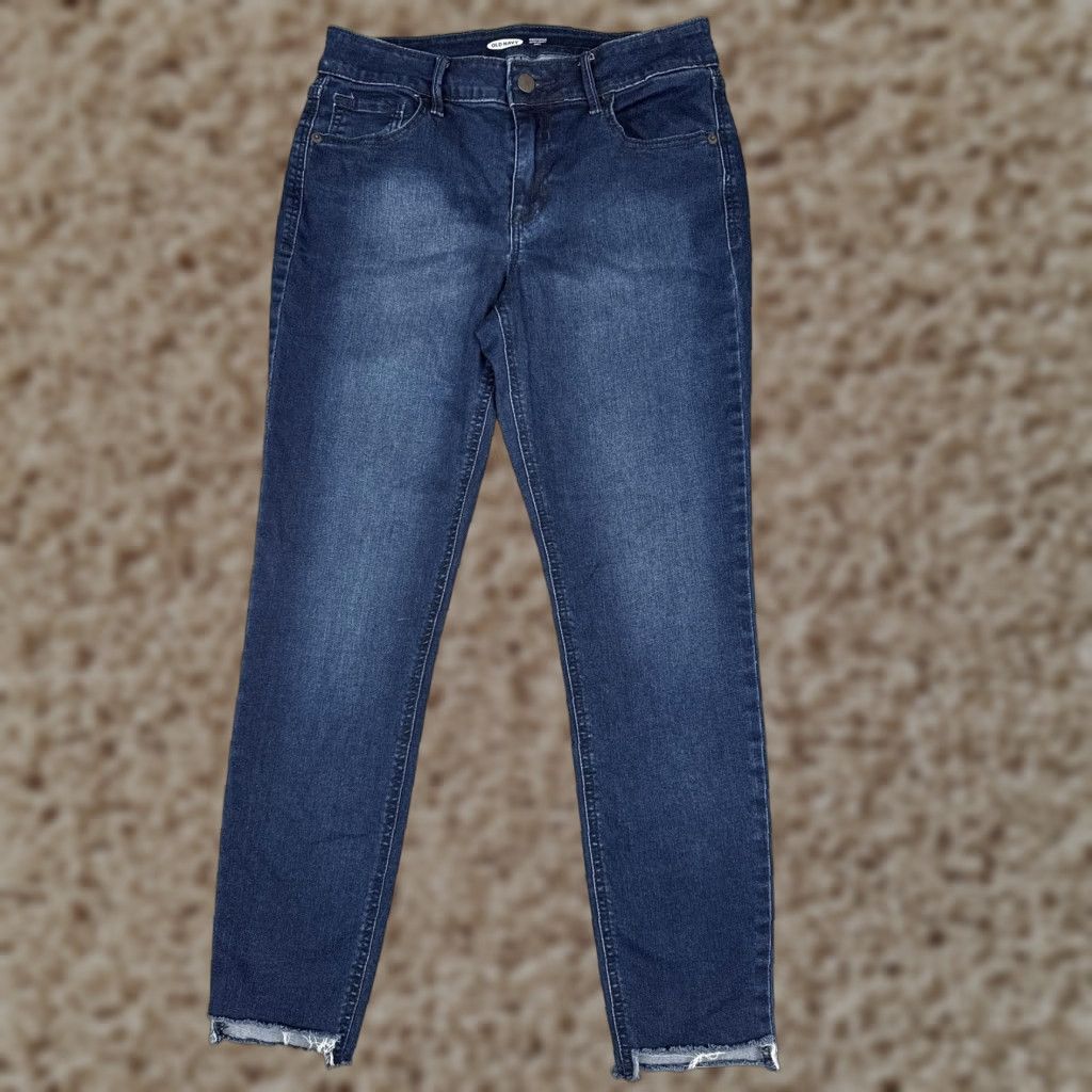 Old Navy Old Navy Jeans Womens 6 Rockstar Super Skinny Ankle Dark Wash Raw Hem Stretch Size 28" / US 6 / IT 42 - 1 Thumbnail