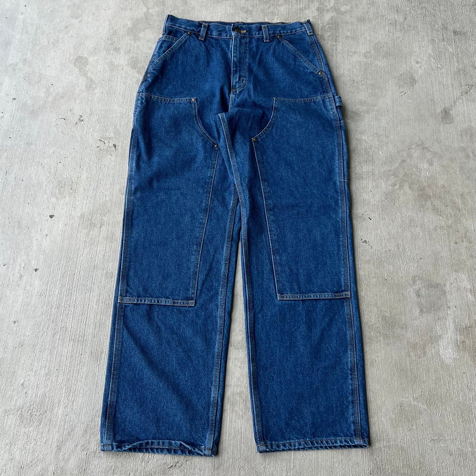 Carhartt × Vintage Carhartt NWT denim blue jeans double knee work wear pants Size US 31 - 1 Thumbnail