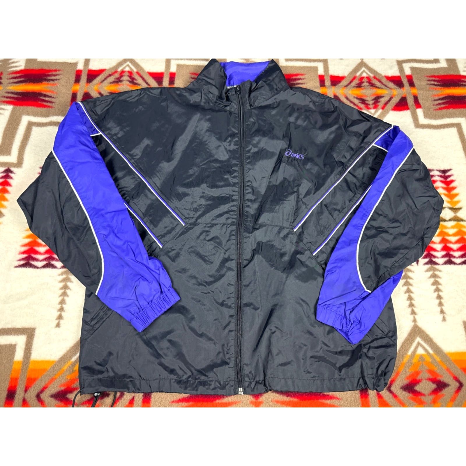 Asics ASICS Vintage Running Windbreaker Jacket Black Purple Sz M 90s Mens Size US M / EU 48-50 / 2 - 2 Thumbnail