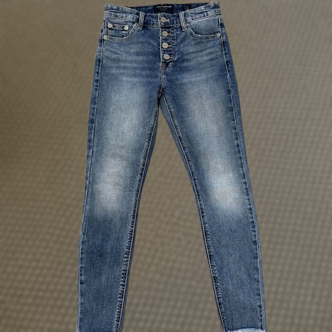 Lucky Brand Jeans Women 0/25 Bridgette High-Rise Skinny Ankle Button Fly Blue Denim, Women's