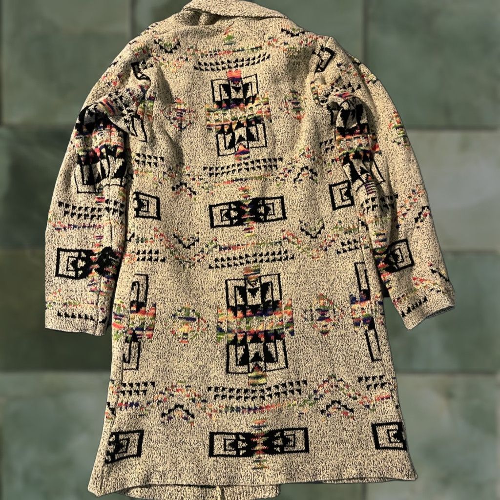 Native Northern Angel Southwestern Long Duster Cardigan Sweater Aztec Multicolor Open Knit Women's M Regular Cardigan Season Fall Winter Boho Angel Pattern Size M / US 6-8 / IT 42-44 - 1 Thumbnail