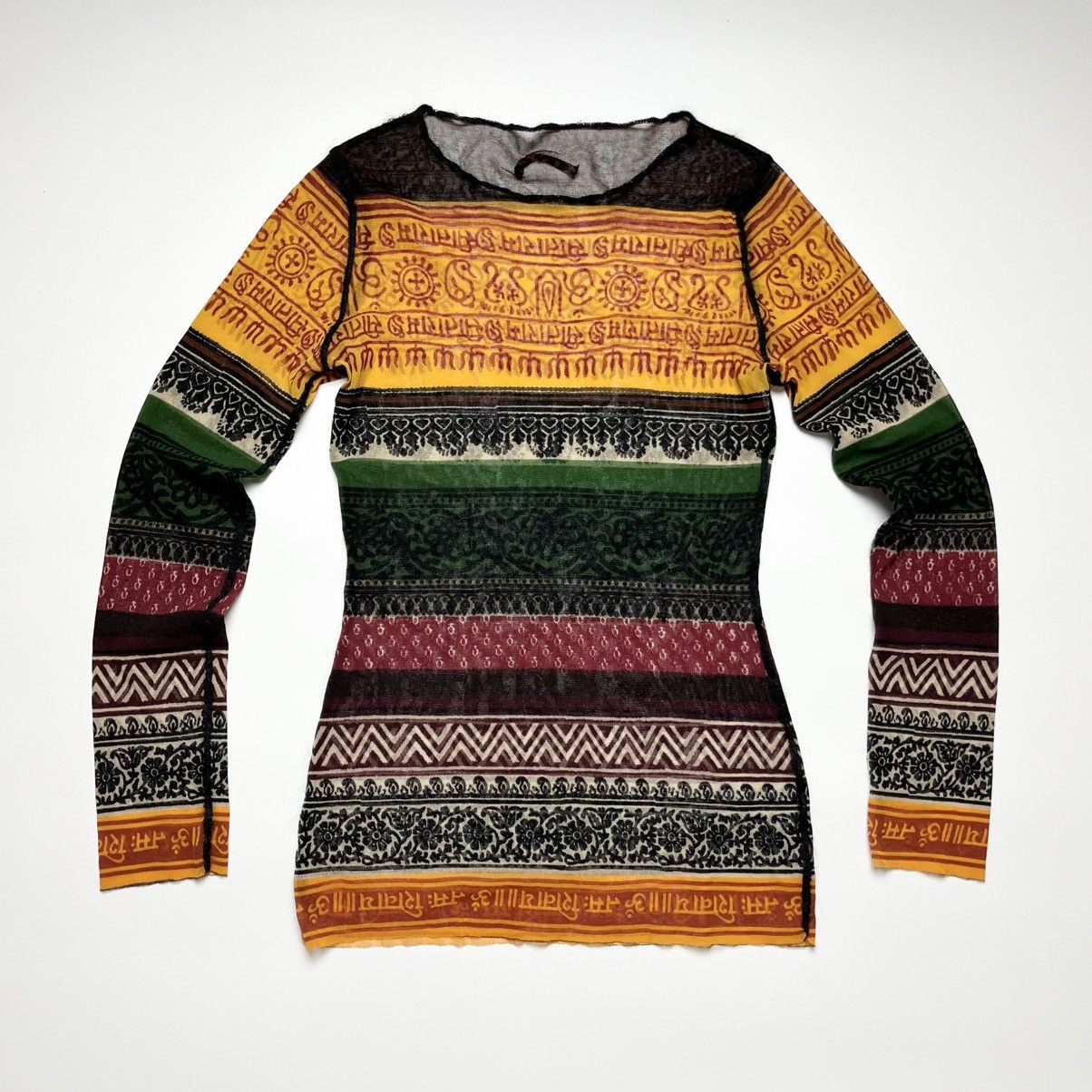 Jean Paul Gaultier Rare Jean Paul Gaultier SS1994 Tribal Mesh Long Sleeve Top Size S / US 4 / IT 40 - 2 Thumbnail