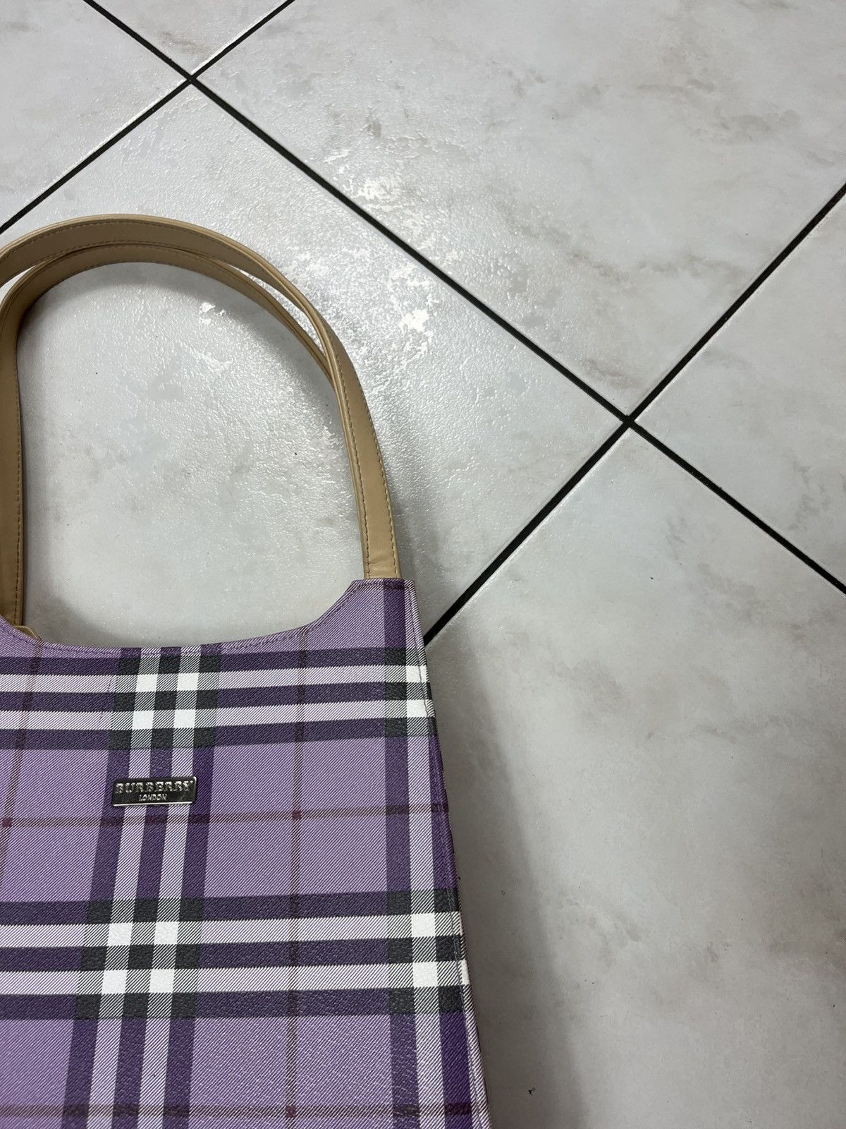 Vintage Burberry 90s leather big bag handbag nova checked