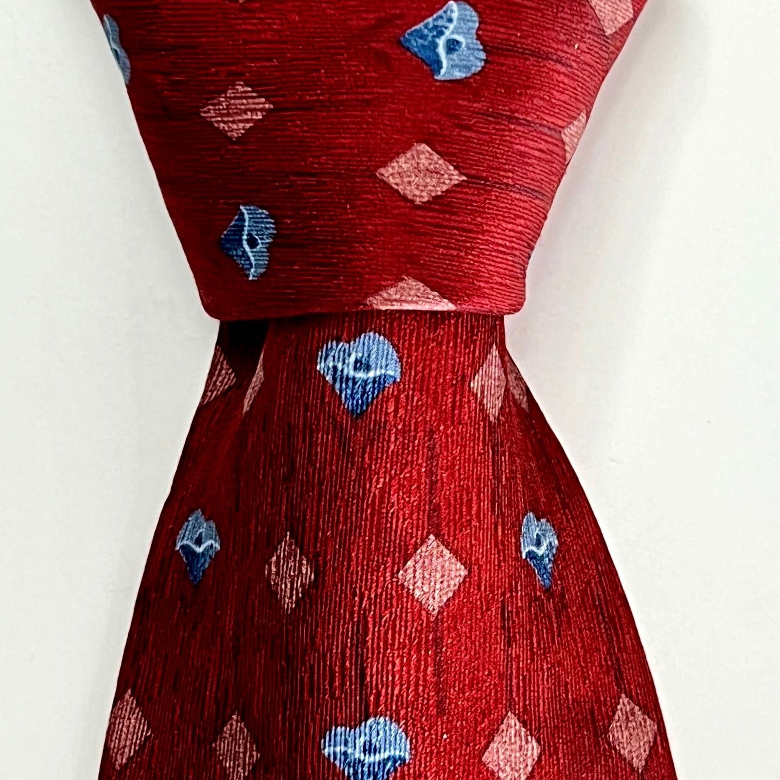 Other Villa Bolgheri Men Italy Made Tie Red Blue 100% Silk Necktie Size ONE SIZE - 1 Thumbnail