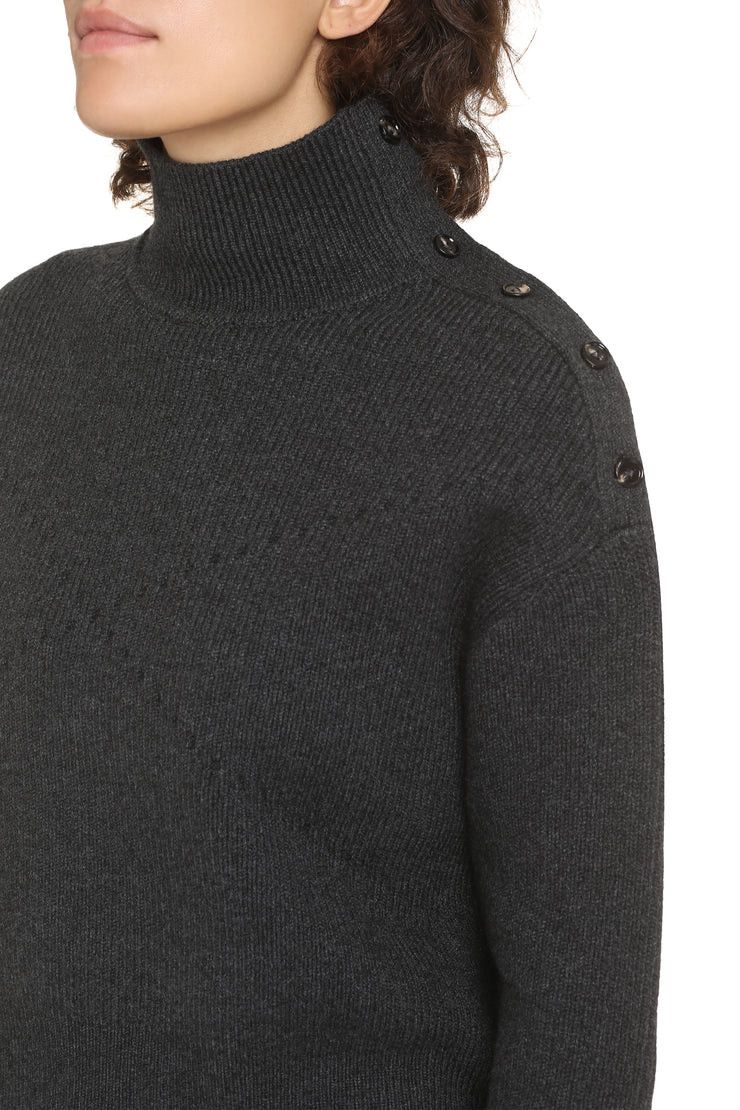 Bottega Veneta o1y0725 Cashmere Blend Turtleneck Sweater in Black Size M / US 6-8 / IT 42-44 - 2 Thumbnail