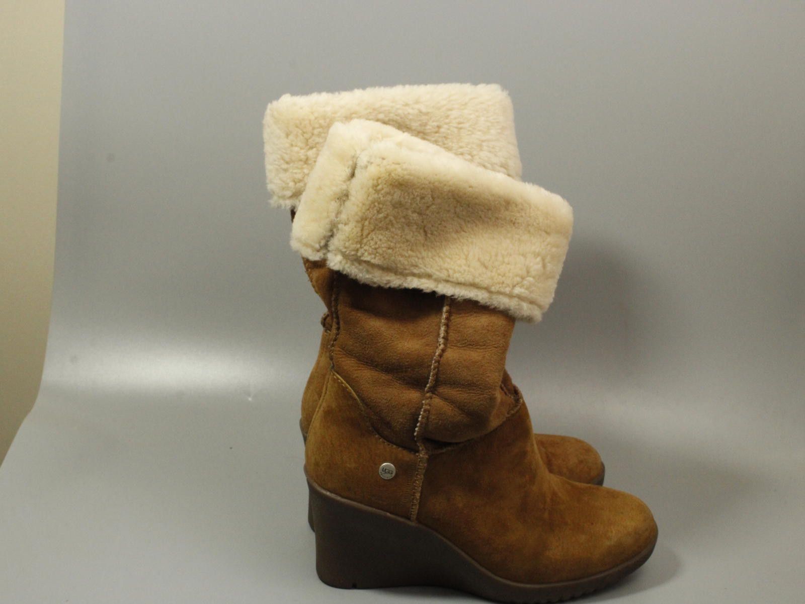 Ugg UGG Women's Brown Suede Wedge Boots with Shearling Lining Size US 6.5 / IT 36.5 - 6 Thumbnail