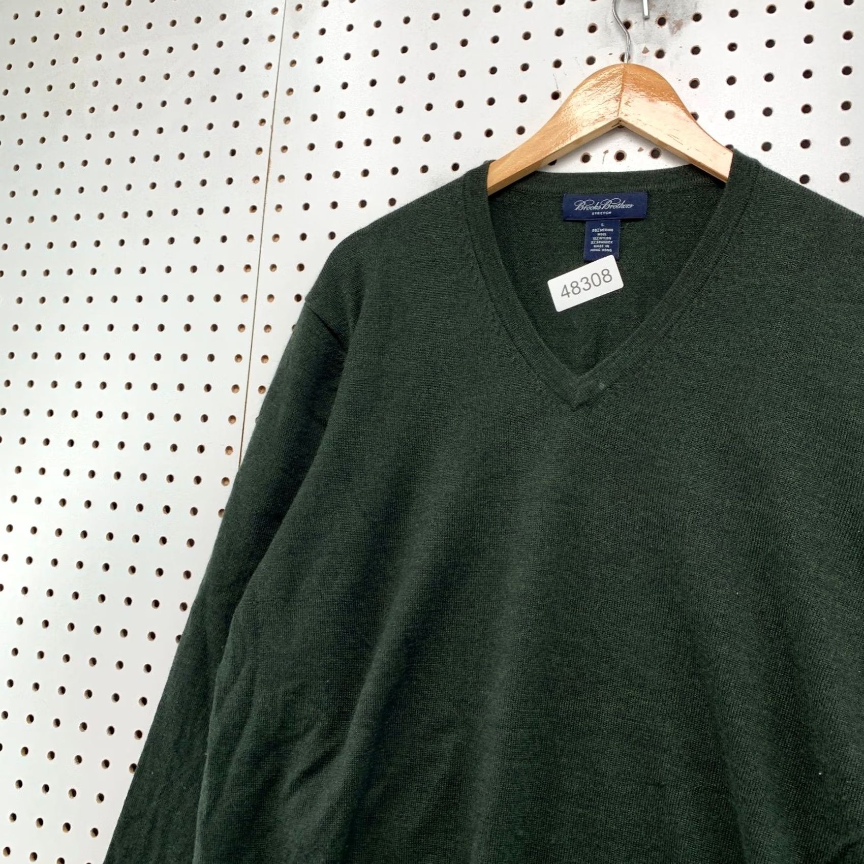 Brooks Brothers Brooks Brothers Merino Wool Sweater Mens Large Green Stretch V Neck Lightweight Pullover Knit Casual Wool Size US L / EU 52-54 / 3 - 7 Thumbnail