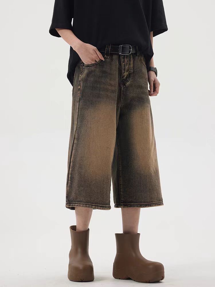 Vintage Vintage wide-leg wasteland style washed loose denim shorts Size US 33 - 3 Thumbnail