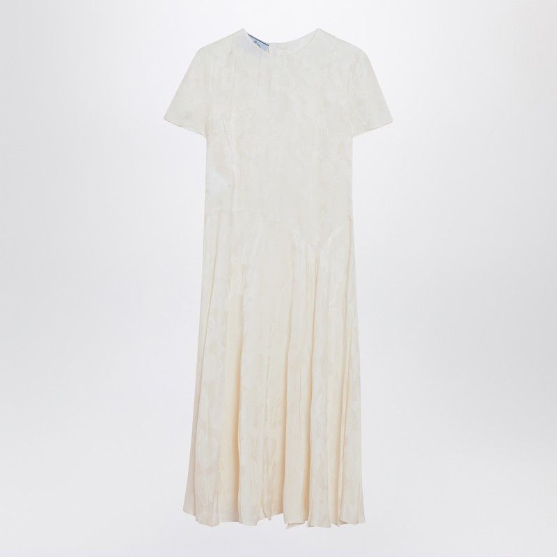 Prada Prada Ivory Dress In Damask Silk Blend Size XS / US 0-2 / IT 36-38 - 1 Thumbnail