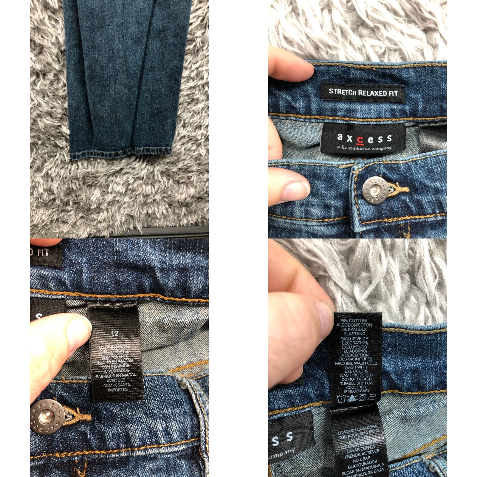 Denime Axcess Jeans Size 12 Womens Mid Rise Bootcut Dark Wash Blue Denim Size 34" / US 12 / IT 48 - 8 Thumbnail