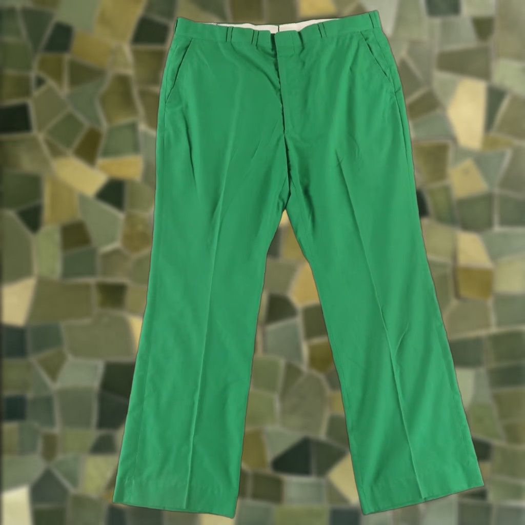 VINTAGE Corbin Pants Mens 36 Green Cotton Twill Golf Trouser Chinos 36x30
