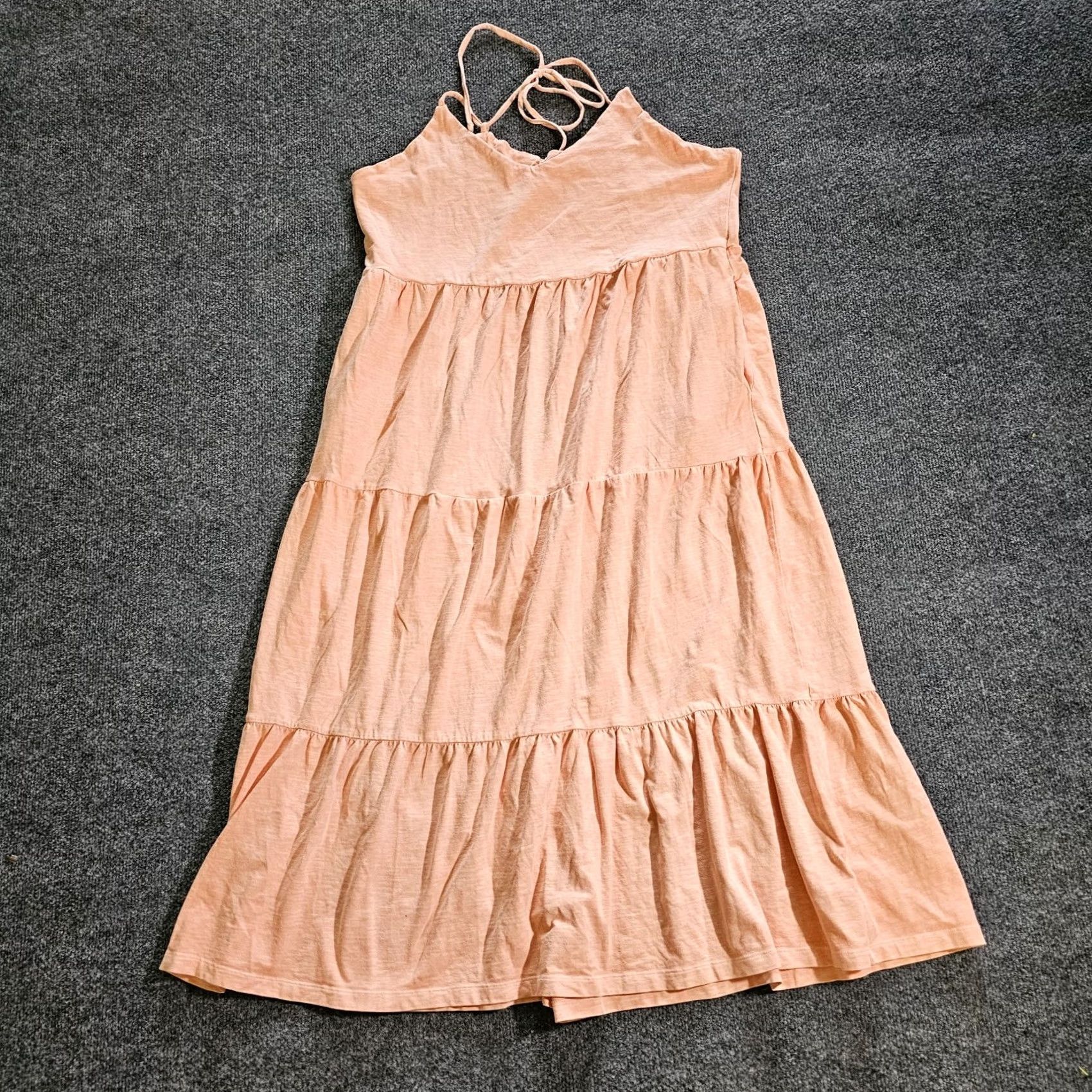 Old Navy Old Navy Dress Womens Large Pink Strappy V Neck Tiered Midi Casual Boho Knit Cotton Dress Size L / US 10 / IT 46 - 2 Thumbnail