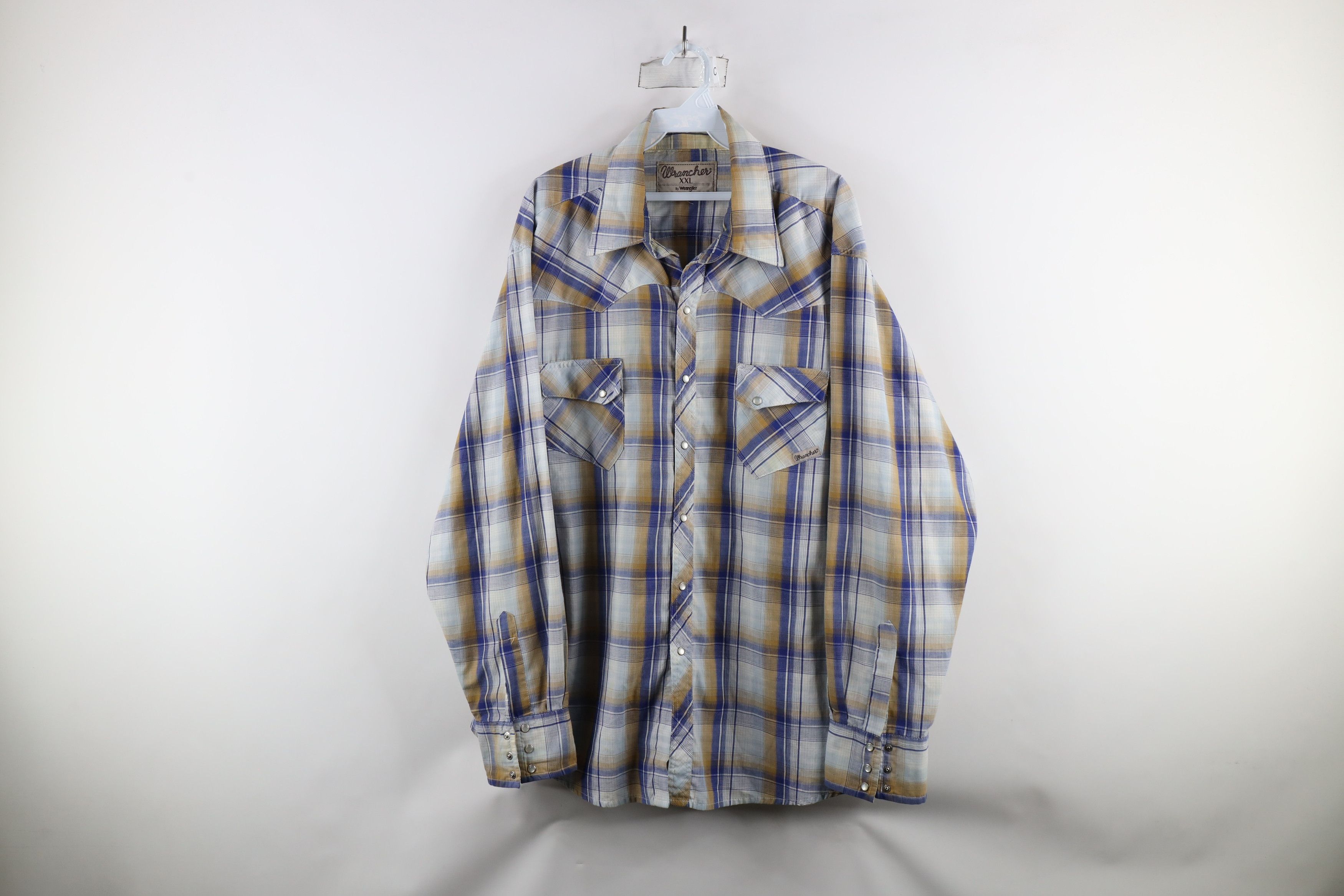 Vintage × Wrangler Vintage 90s Wrangler Rodeo Wrancher Snap Button Shirt Plaid Size US XXL / EU 58 / 5 - 1 Thumbnail