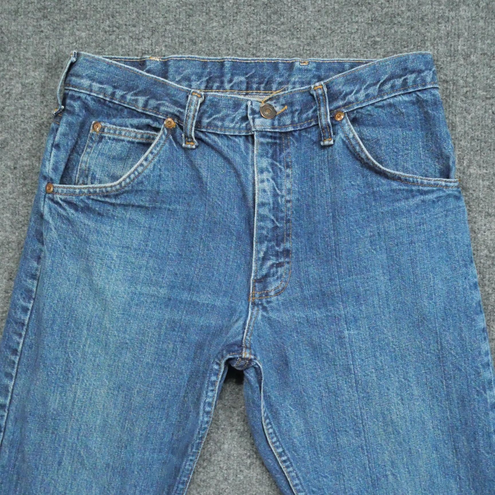 Denime VINTAGE Gauchos Jeans Mens 30x30 Blue Denim Pants Faded Straight Leg 80s Size US 30 / EU 46 - 2 Thumbnail