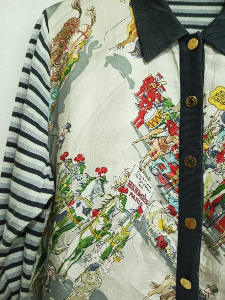 Hermes 80s Hermes Cirque Mollier Phillip Dumas Blouse Silk Cotton Size M / US 6-8 / IT 42-44 - 9 Thumbnail