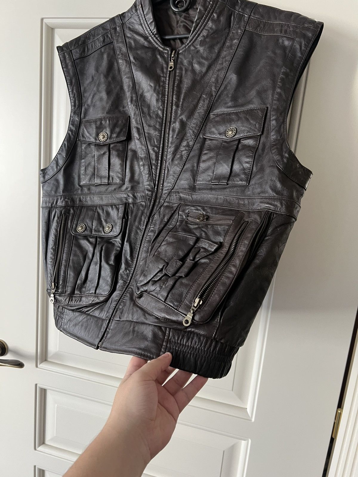 Genuine Leather Vintage Yorn Leather Vest Men’s Brown Genuine Leather Moto Size US L / EU 52-54 / 3 - 5 Thumbnail