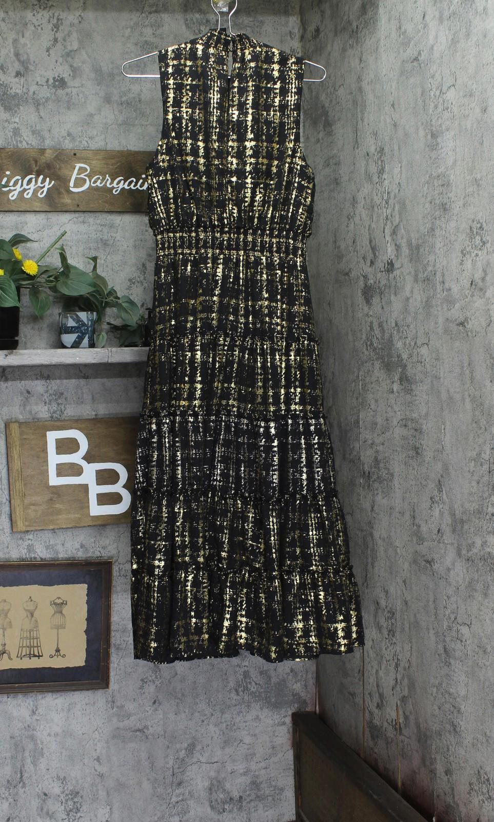 Nwt Msk Petite Mock Neck Metallic Maxi Dress Black / Gold Lp -  ilac.rochib.com