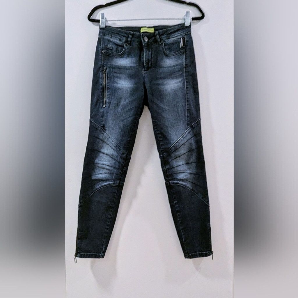 Versace Jeans Couture Versace Jeans Collection Dark Blue Skinny Moto Jeans Size 26" / US 2 / IT 38 - 2 Thumbnail
