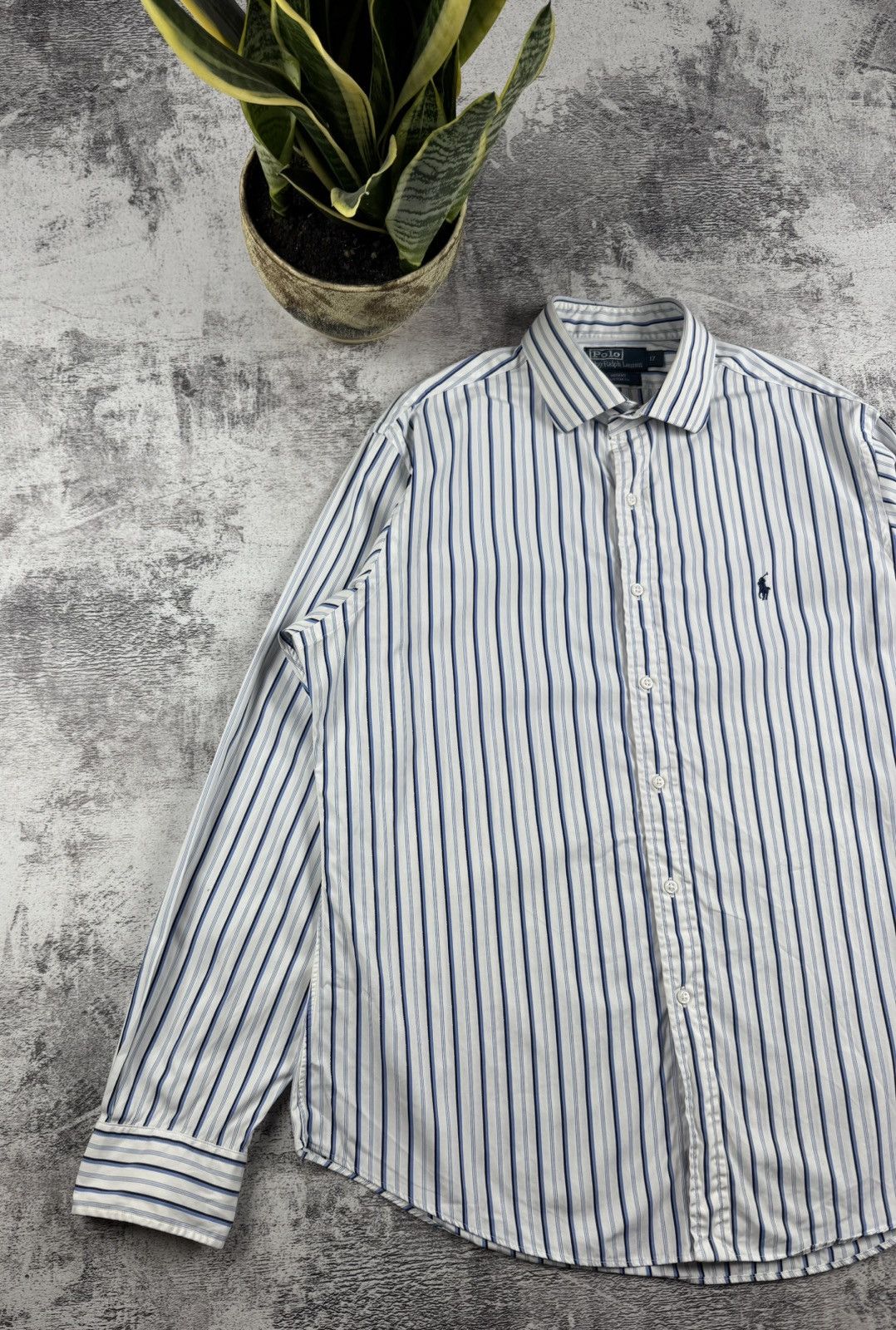 Polo Ralph Lauren Polo Ralph Lauren Blue Striped Blank Longsleeve Button Shirt Size US XL / EU 56 / 4 - 2 Thumbnail