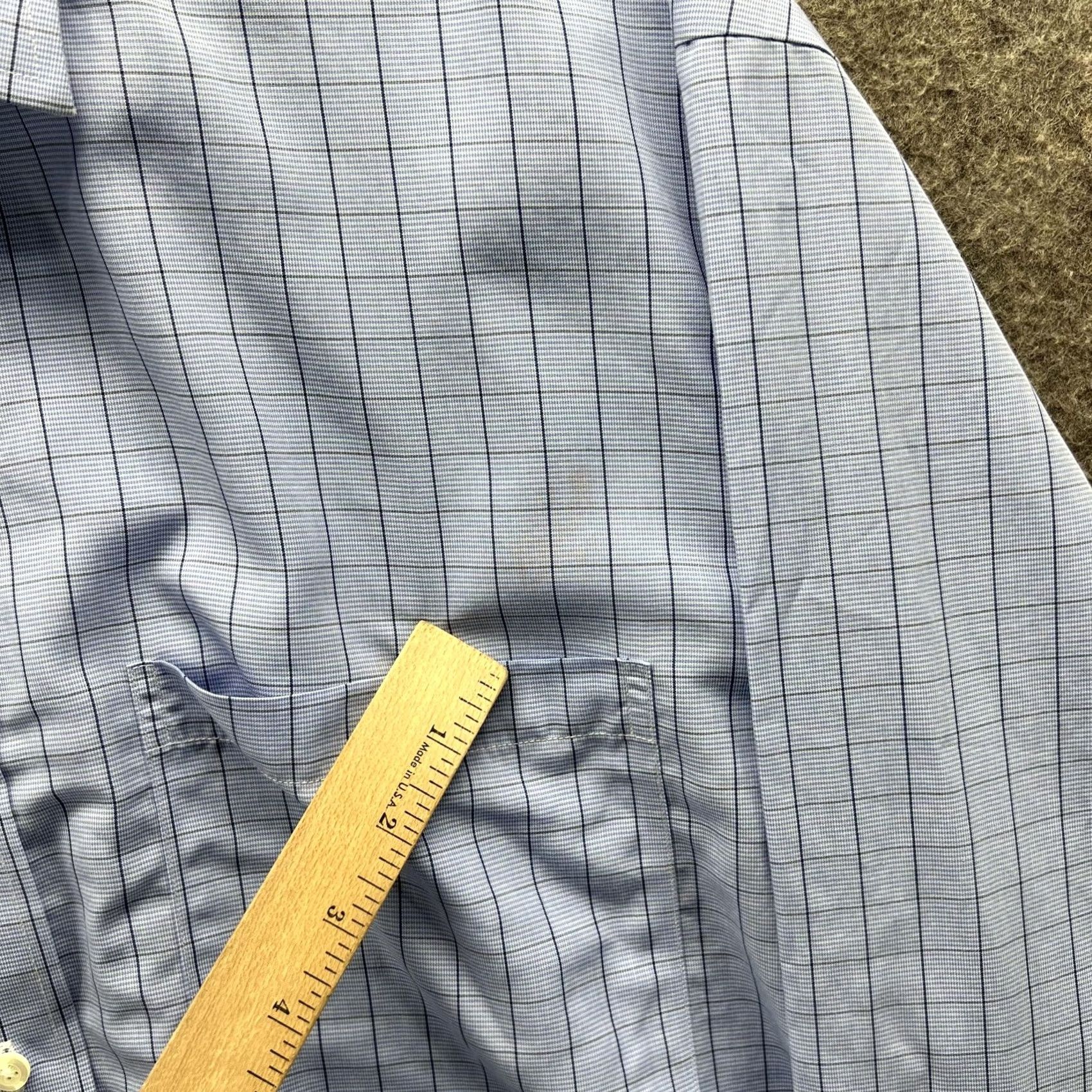 Brooks Brothers Brooks Brothers Dress Shirt Mens 18 36/37 Blue Check Non Iron Cotton LS 1818 Size 48R - 3 Thumbnail