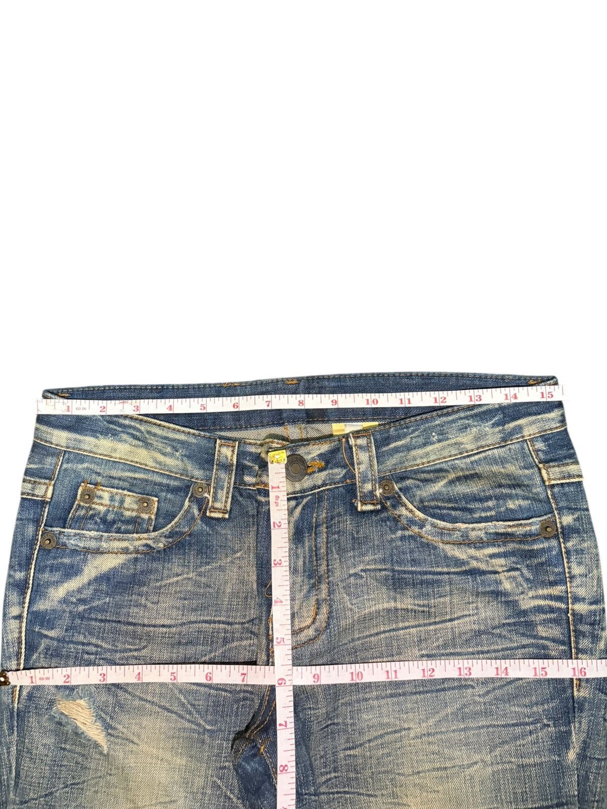 If Six Was Nine Vintage Japanese Brand Rusty Mud Wash Distress Flare Jeans Size 31" - 6 Thumbnail