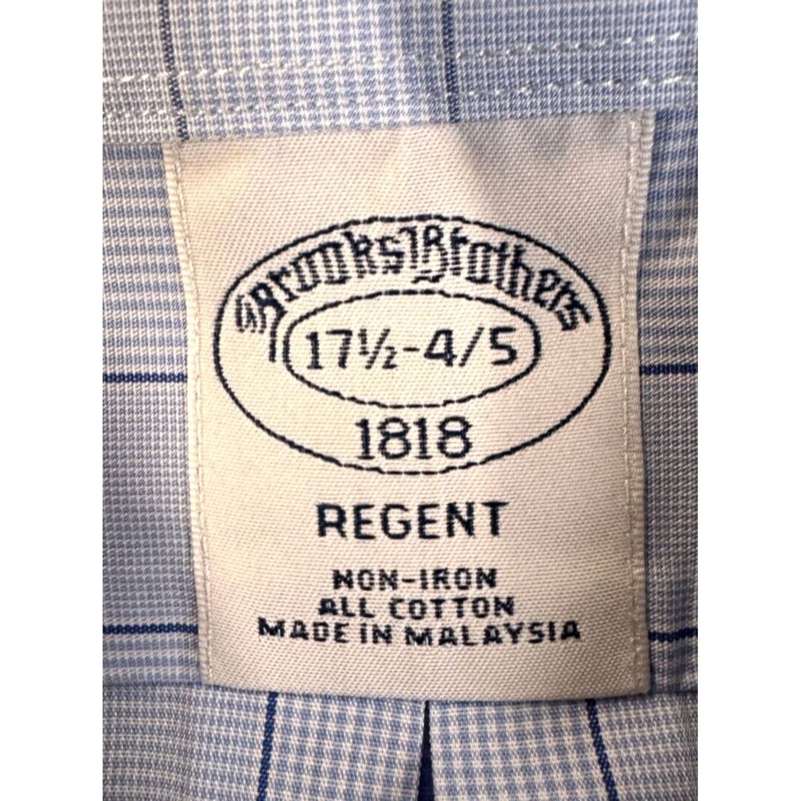Brooks Brothers Brooks Brothers Shirt Mens 17.5 4-5 1818 Blue Regent Non Iron Dress 100% Cotton Size 48R - 5 Thumbnail
