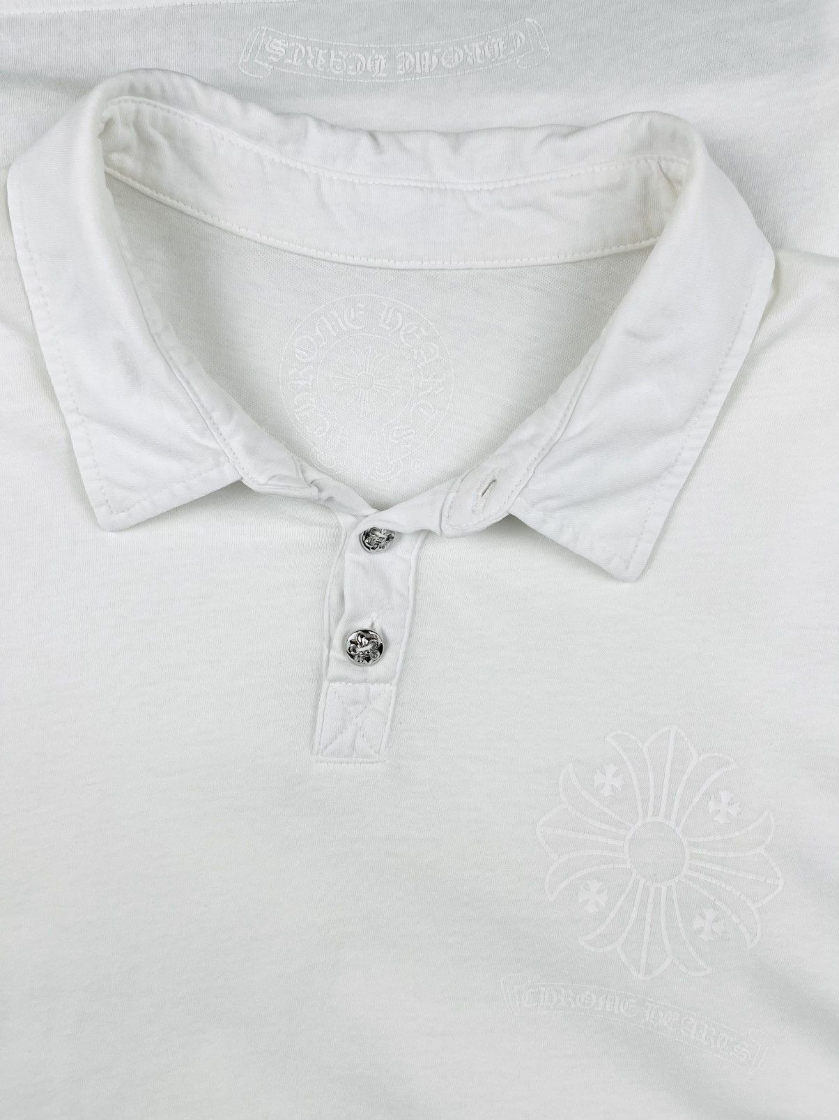 Chrome Hearts Chrome Hearts Rhodium Silver Button Horseshoe Polo Shirt Size US L / EU 52-54 / 3 - 3 Thumbnail