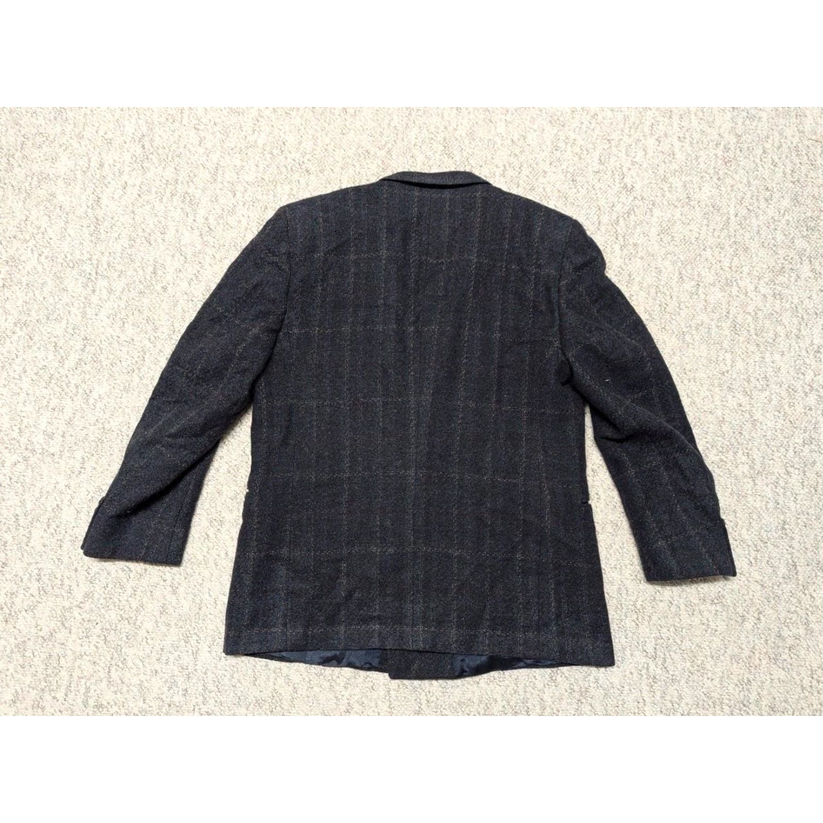 Vintage VINTAGE USA Made TWEED double breasted Blazer WOOL donegal STRIPED plaid BLUE 42R - JA INTERNATIONAL Blazer Mens 42R Wool Tweed Plaid 90s? Size 42R - 2 Thumbnail