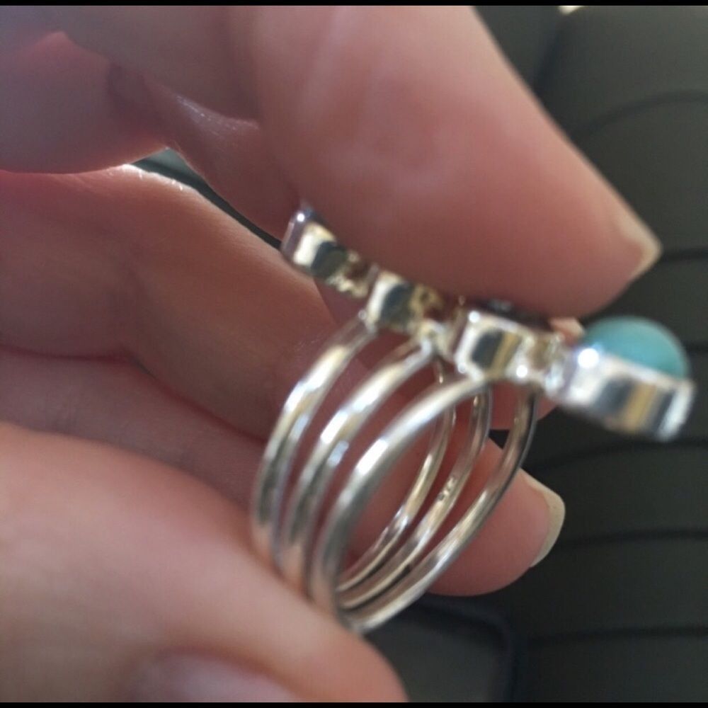 The Unbranded Brand Green Peruvian Amazonite Blue Topaz Ring Size 6.5 Size ONE SIZE - 6 Thumbnail