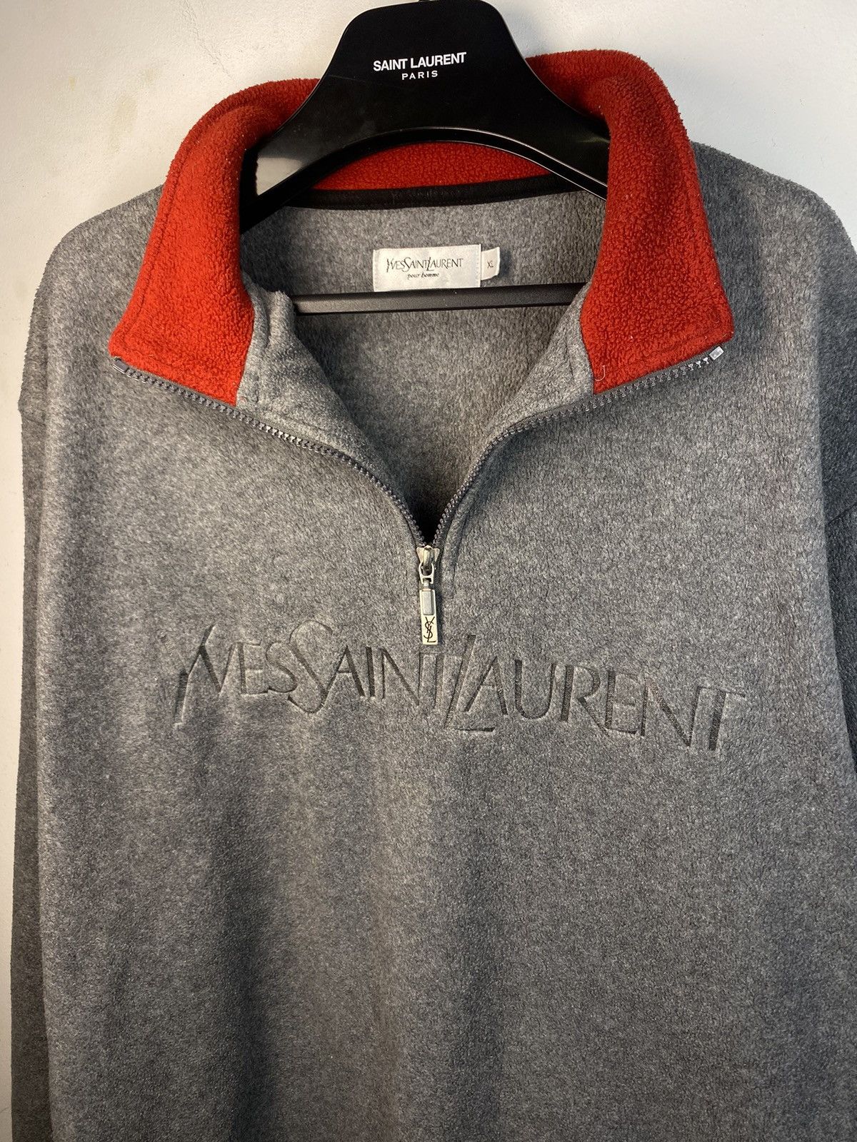 Yves Saint Laurent Fleece YSL Sweatshirt 1/4 Quarter Zip Logo Vintage Sweater Size US XL / EU 56 / 4 - 11 Thumbnail