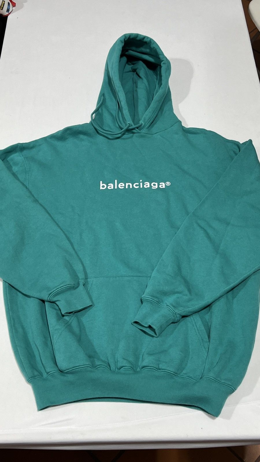 Balenciaga Balenciaga Classic Logo Teal Hoodie Size US XS / EU 42 / 0 - 1 Thumbnail