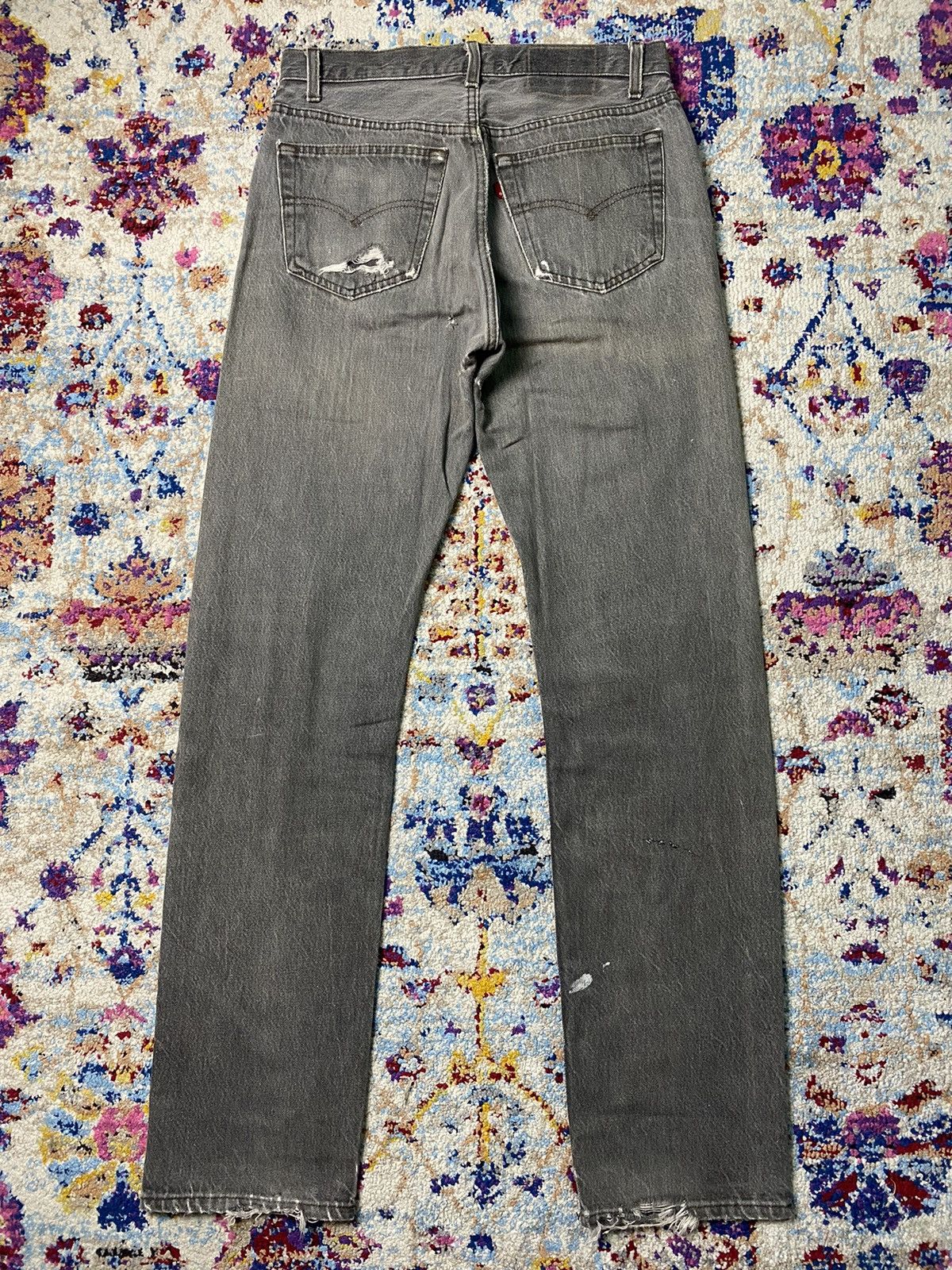 Levi's × Vintage 1989 Red Bat Wing 501 Levis Strauss Slim Straight Grey Jeans Size US 30 / EU 46 - 2 Thumbnail