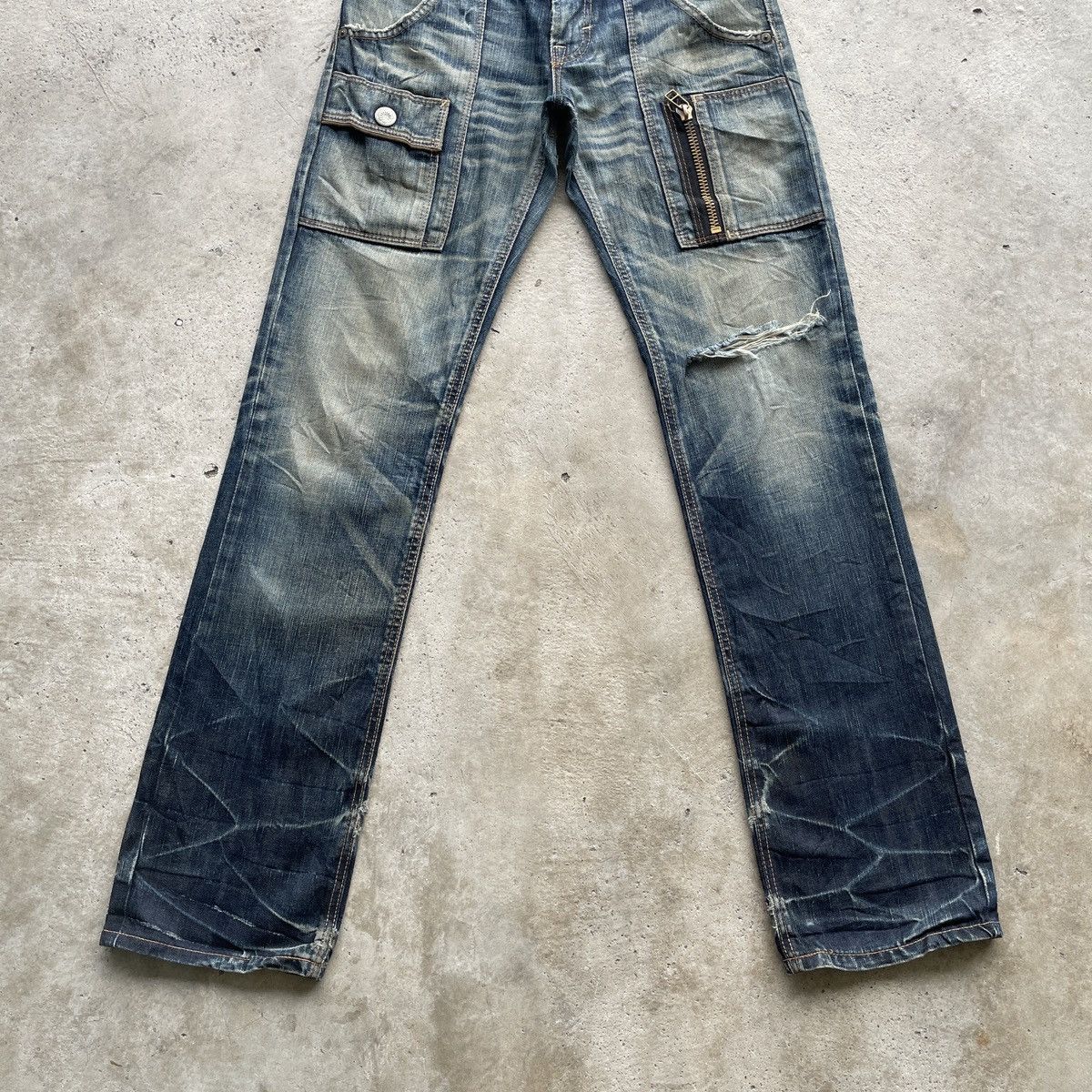 Edwin Vintage Edwin Distressed Mud Wash Jeans Faded Denim Pants Size US 28 / EU 44 - 5 Thumbnail