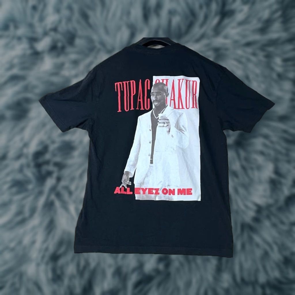 Vintage Tupac Shakur 2PAC Men's T-Shirt Black Graphic Front & Rear Distressed Medium Hip Hop Cotton Crew Neck Short Sleeve Regular 2020-2029 Size US M / EU 48-50 / 2 - 1 Thumbnail
