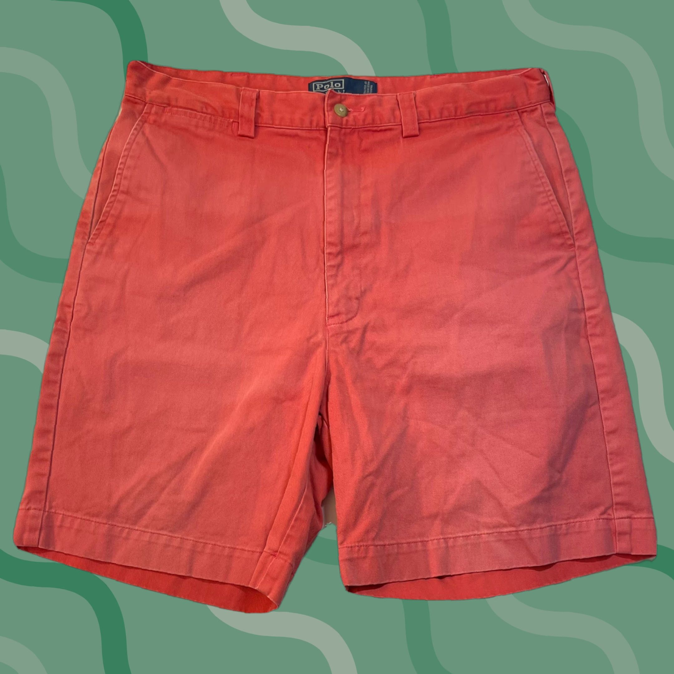Polo Ralph Lauren VINTAGE Polo Ralph Lauren Mens Chino Shorts 90s Casual Flat Front Cotton 35 Red Logo Embroidered 80s 90s American Preppy Mens Size US S / EU 44-46 / 1 - 1 Thumbnail