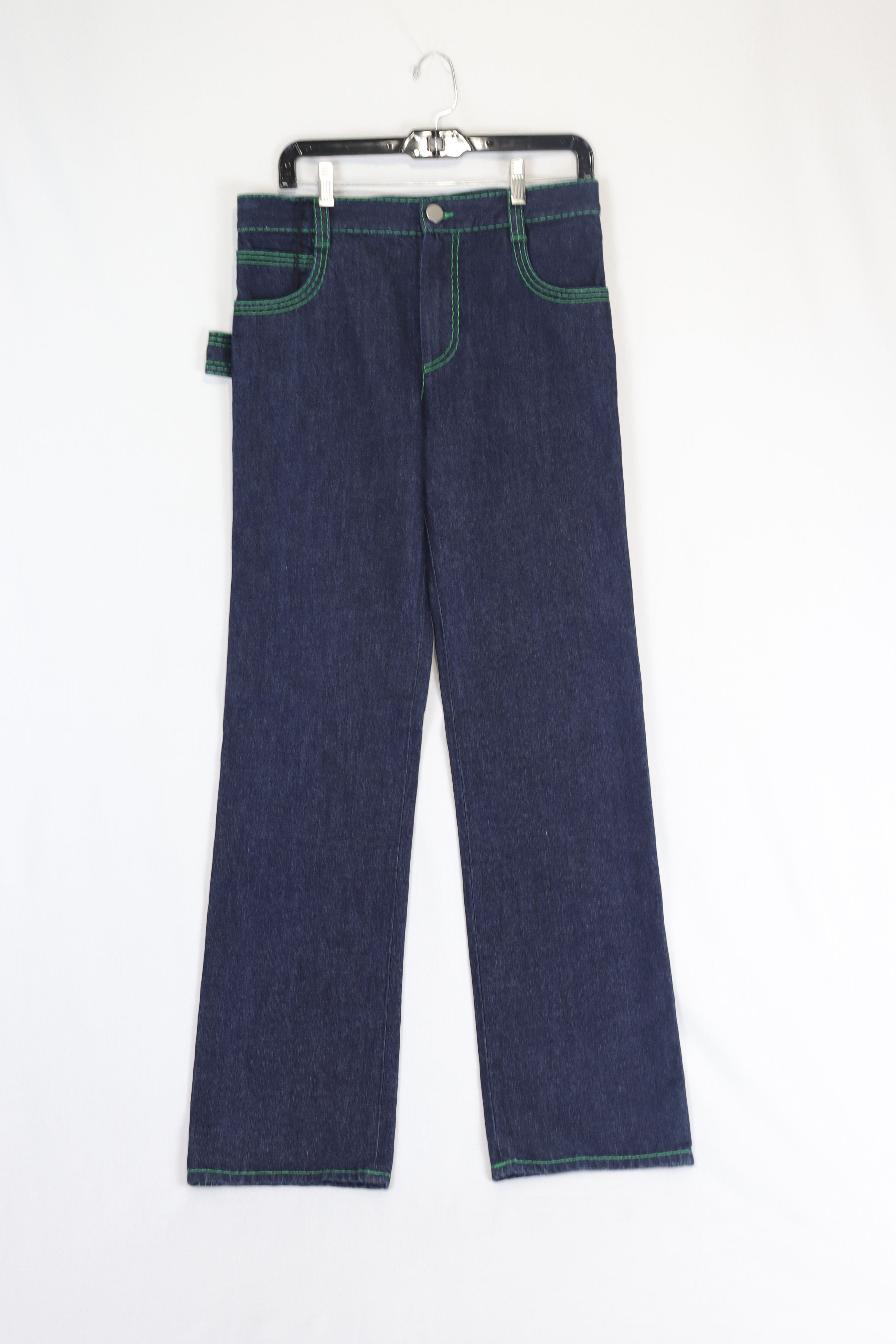 image of Bottega Veneta O1Rshd11223 Embroidered 3 Stitch Denim Pants Blue/sapphire, Men's (Size 32)