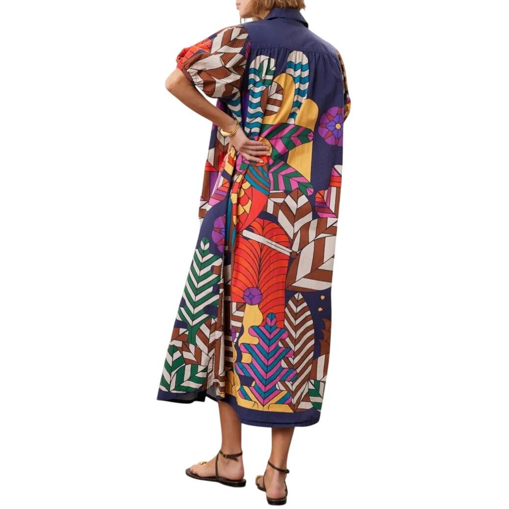 Carolina K Carolina K Valerie Pleated Kaftan in Blue Multi, Size S Size S / US 4 / IT 40 - 3 Thumbnail