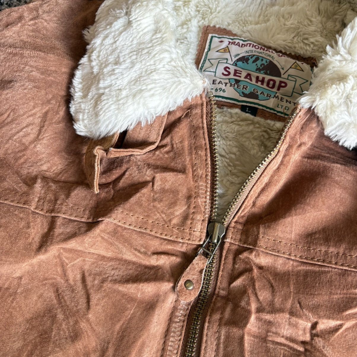 Genuine Leather Vintage Seahop Detroit Suede Leather Work Jacket Size L Size US L / EU 52-54 / 3 - 5 Thumbnail