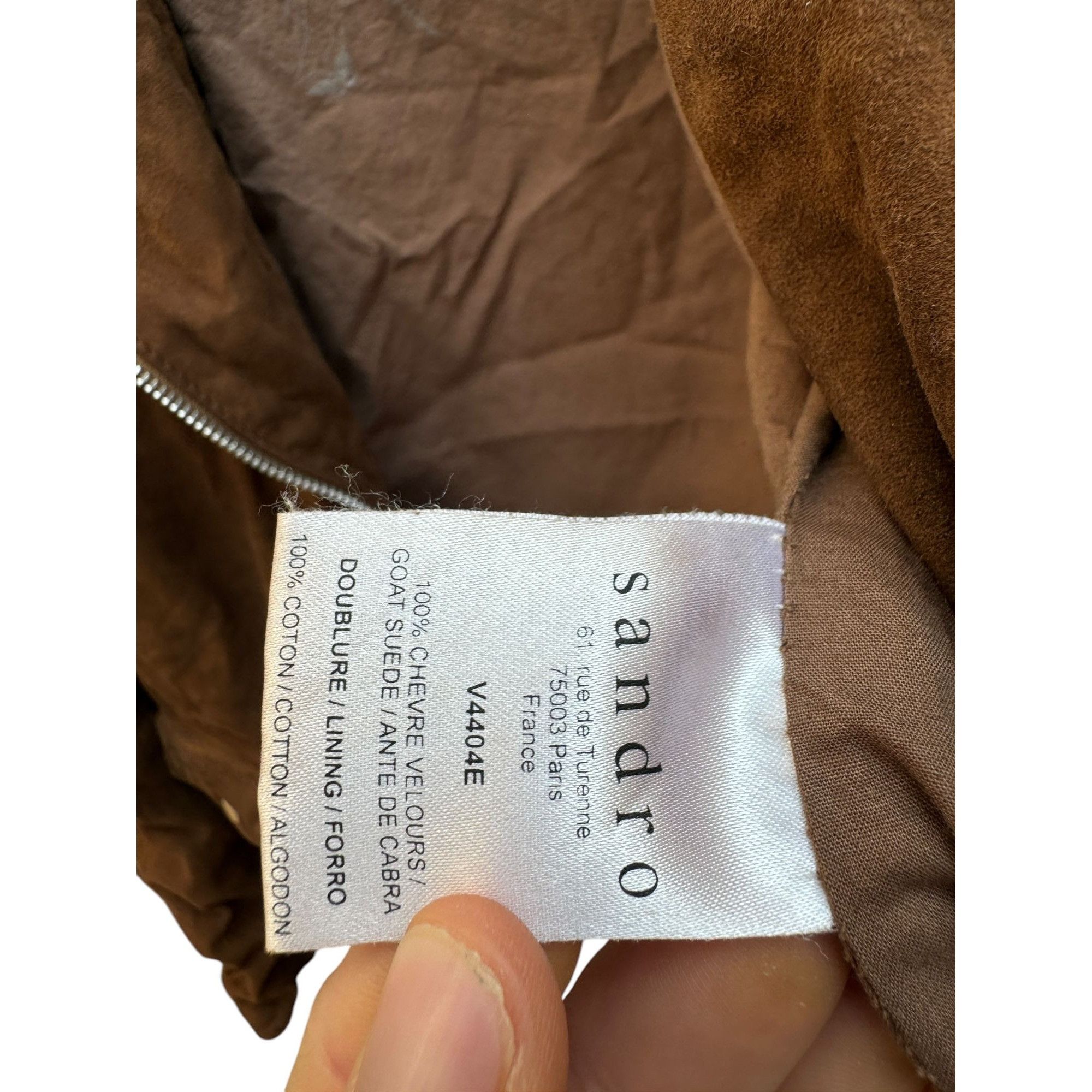 Sandro Brown Goat suede leather jacket Size XS / US 0-2 / IT 36-38 - 6 Thumbnail
