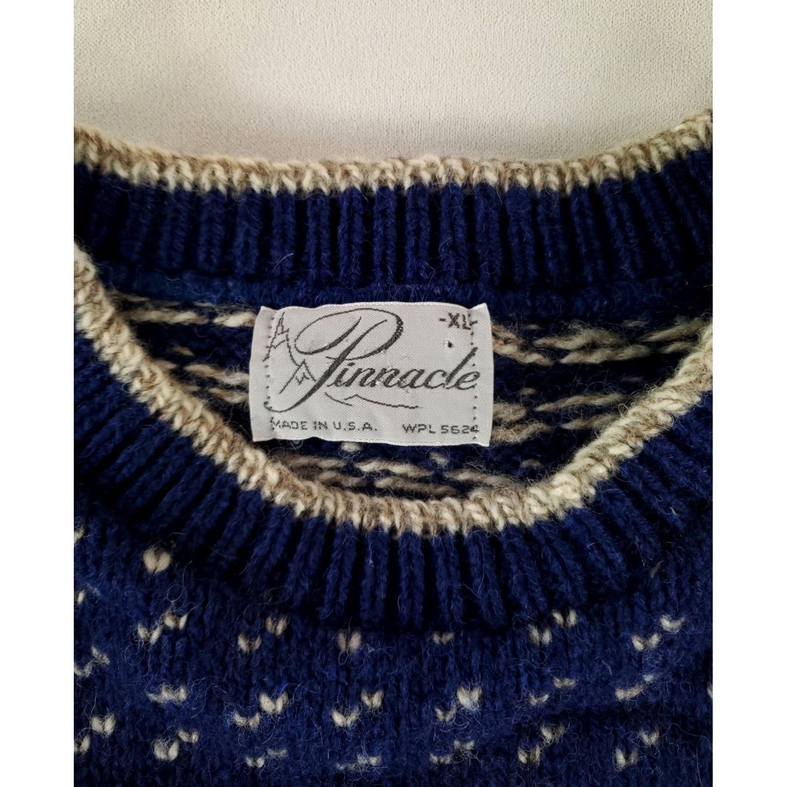 Vintage VINTAGE Pinnacle Sweater Birdseye VTG 70s Wool Blue White Long Sleeve Made USA Mens XL Pullover Wool Blue White Mens XL Size US XL / EU 56 / 4 - 2 Thumbnail