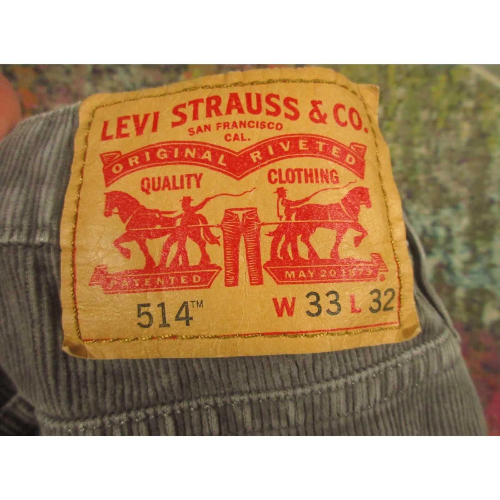 Levi's Levi's Jeans Corduroy 33x32 Gray 514 Straight Regular Mens Size US 33 - 5 Thumbnail