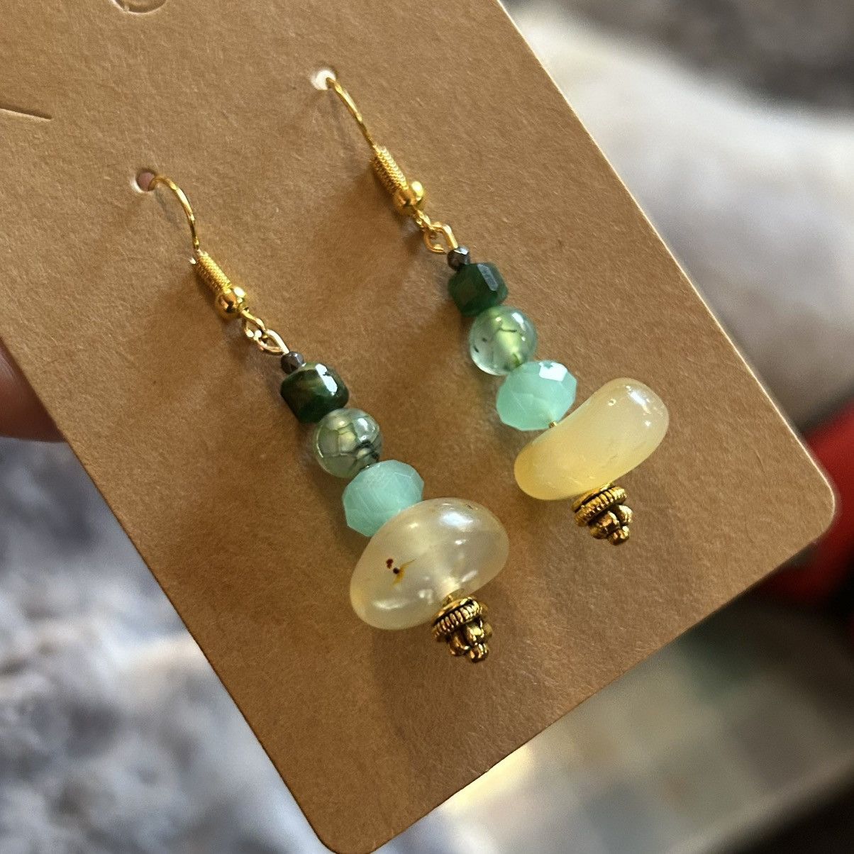Handmade Handcrafted elegant genuine agate tiger eye earrings Size ONE SIZE - 1 Thumbnail