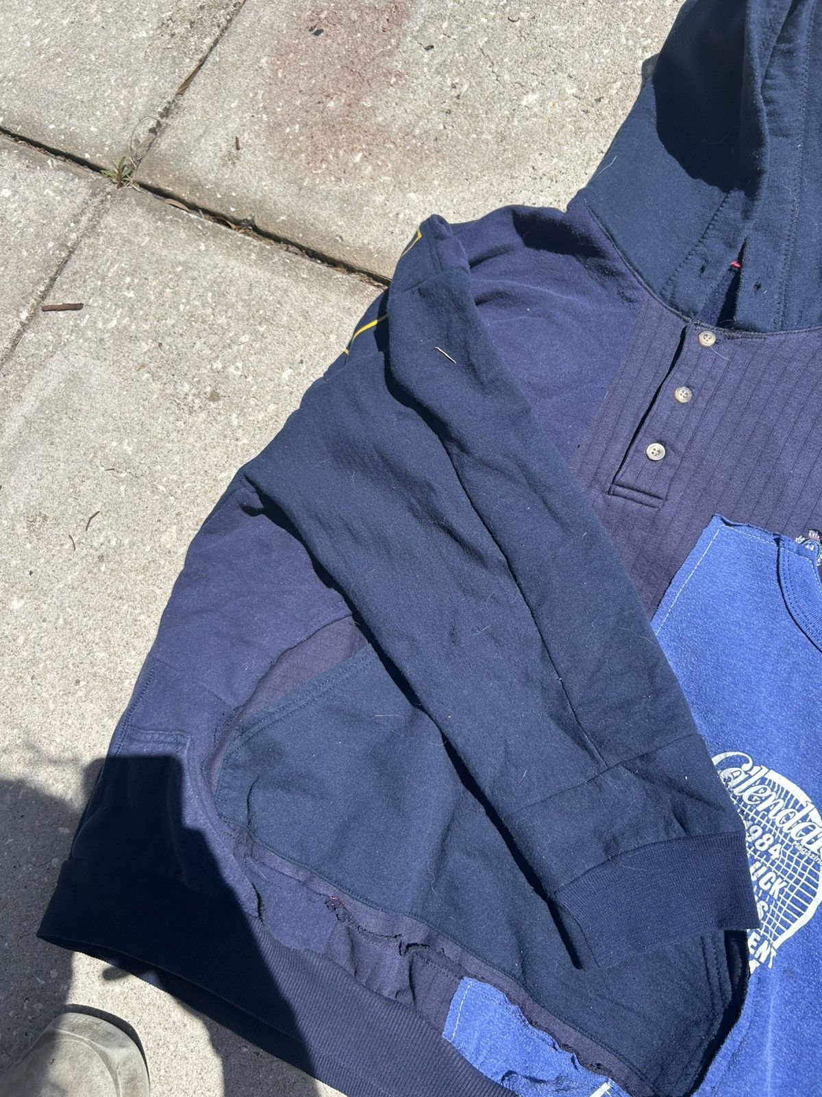 Other 1/1 Your World reconstructed patchwork navy blue hoodie Size US XL / EU 56 / 4 - 3 Thumbnail