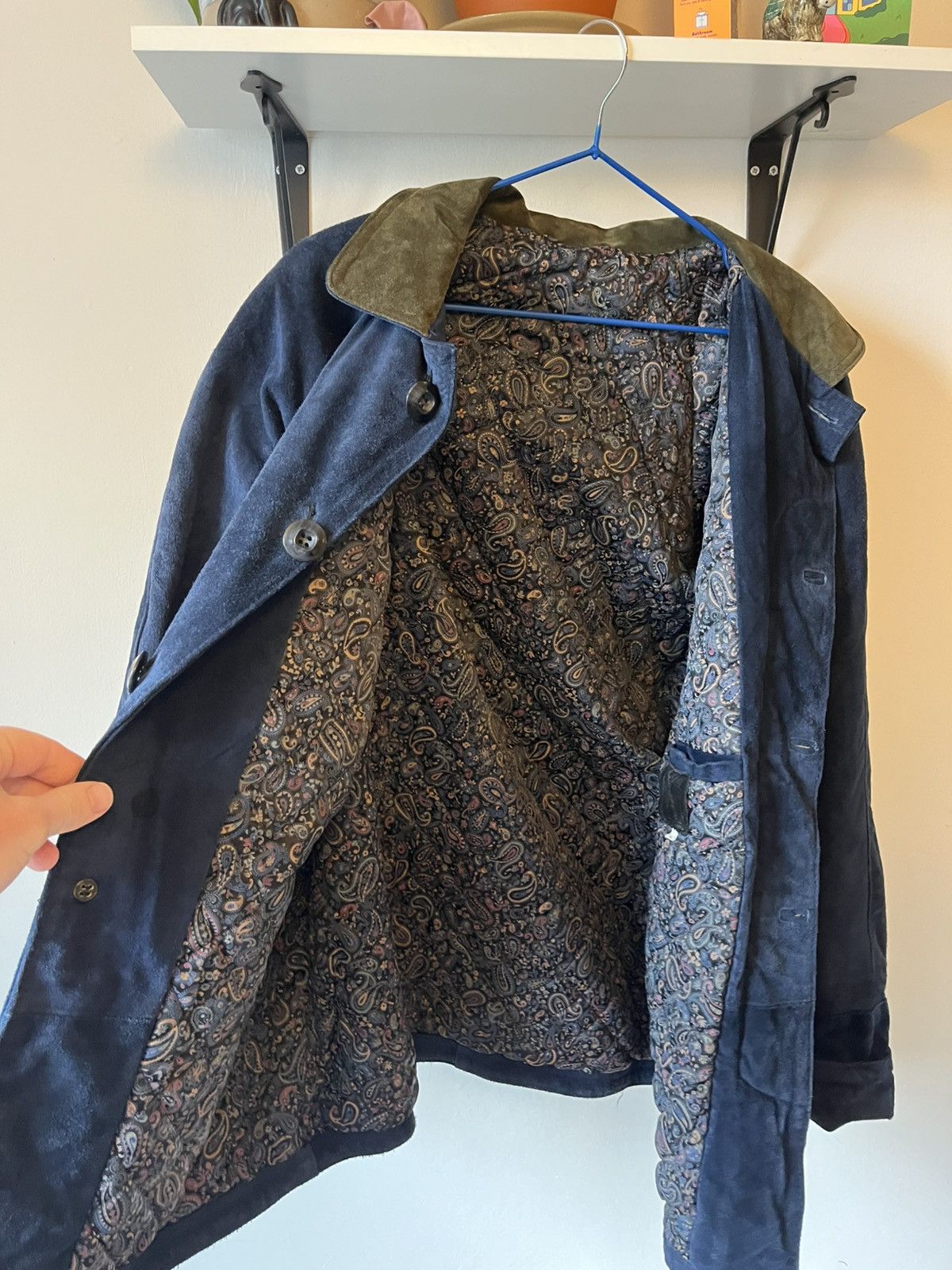 Other Vintage Italian Suede Jacket w/ Paisley Quilted Lining Size US L / EU 52-54 / 3 - 5 Thumbnail