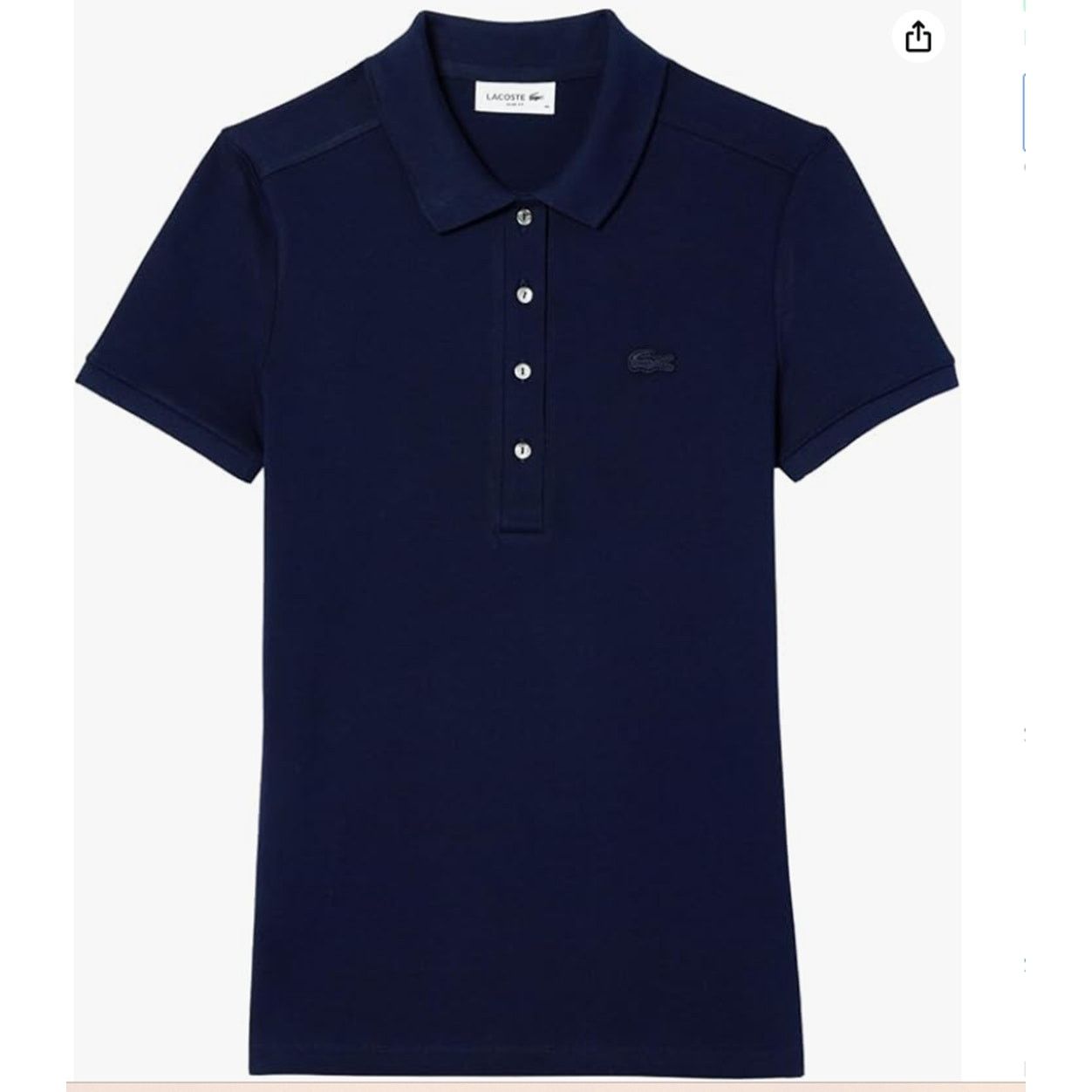 Lacoste Lacoste Women's Slim Fit Stretch Mini Pique Polo Navy 6 Size M / US 6-8 / IT 42-44 - 1 Thumbnail