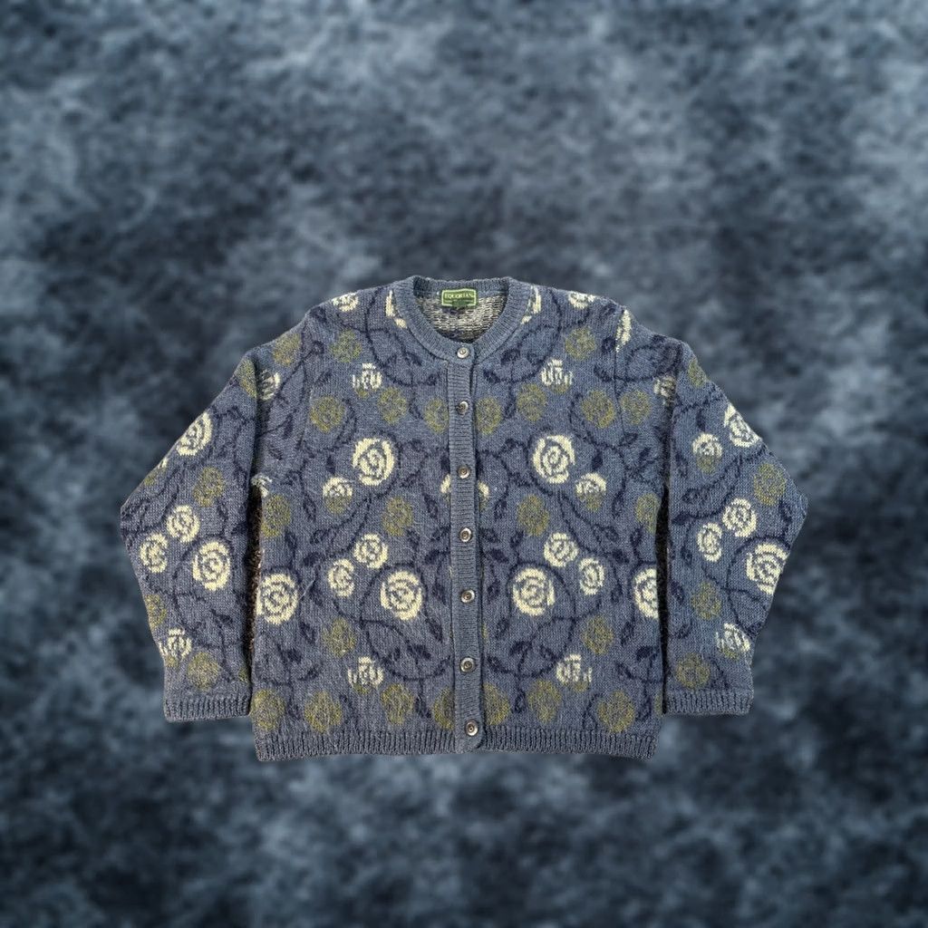 Vintage VINTAGE Equorian Cardigan Sweater Womens M Blue Multicoloured Floral Knit Size M / US 6-8 / IT 42-44 - 1 Thumbnail