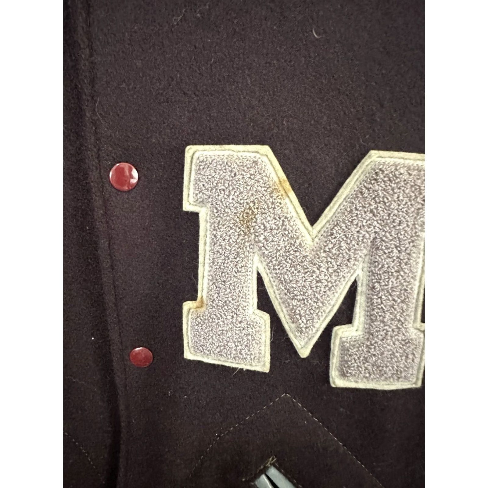 CO VTG 50s Lasley Knitting CO Wool Varsity Jacket Size 40 USA Maroon Leather Sleeve Mens Wool Coats & Jackets Size US XXS / EU 40 - 5 Thumbnail